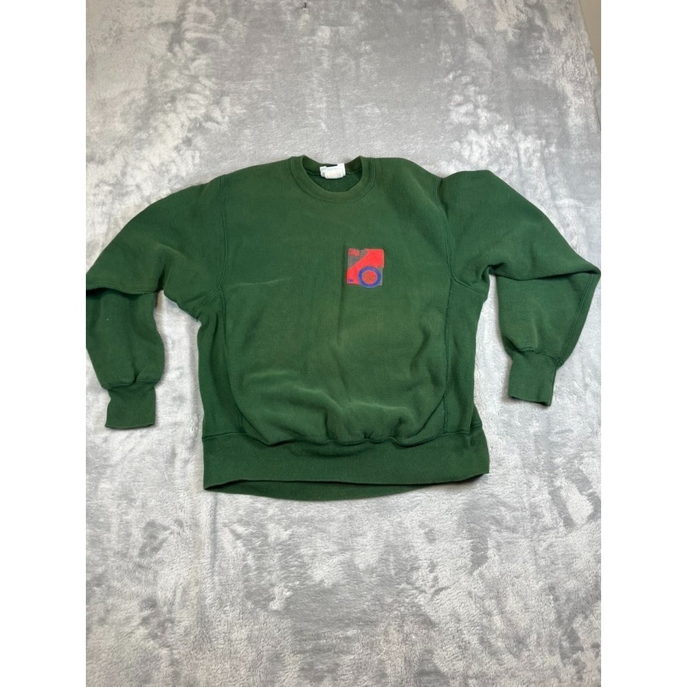 Vintage Lee 1990s 3M Promotional Crewneck Green Sweatshirt Size L Made in USA